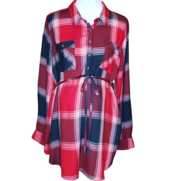 Isabel Maternity by Ingrid & Isabel Tops - Isabel Maternity Plaid Long Sleeve Blouse